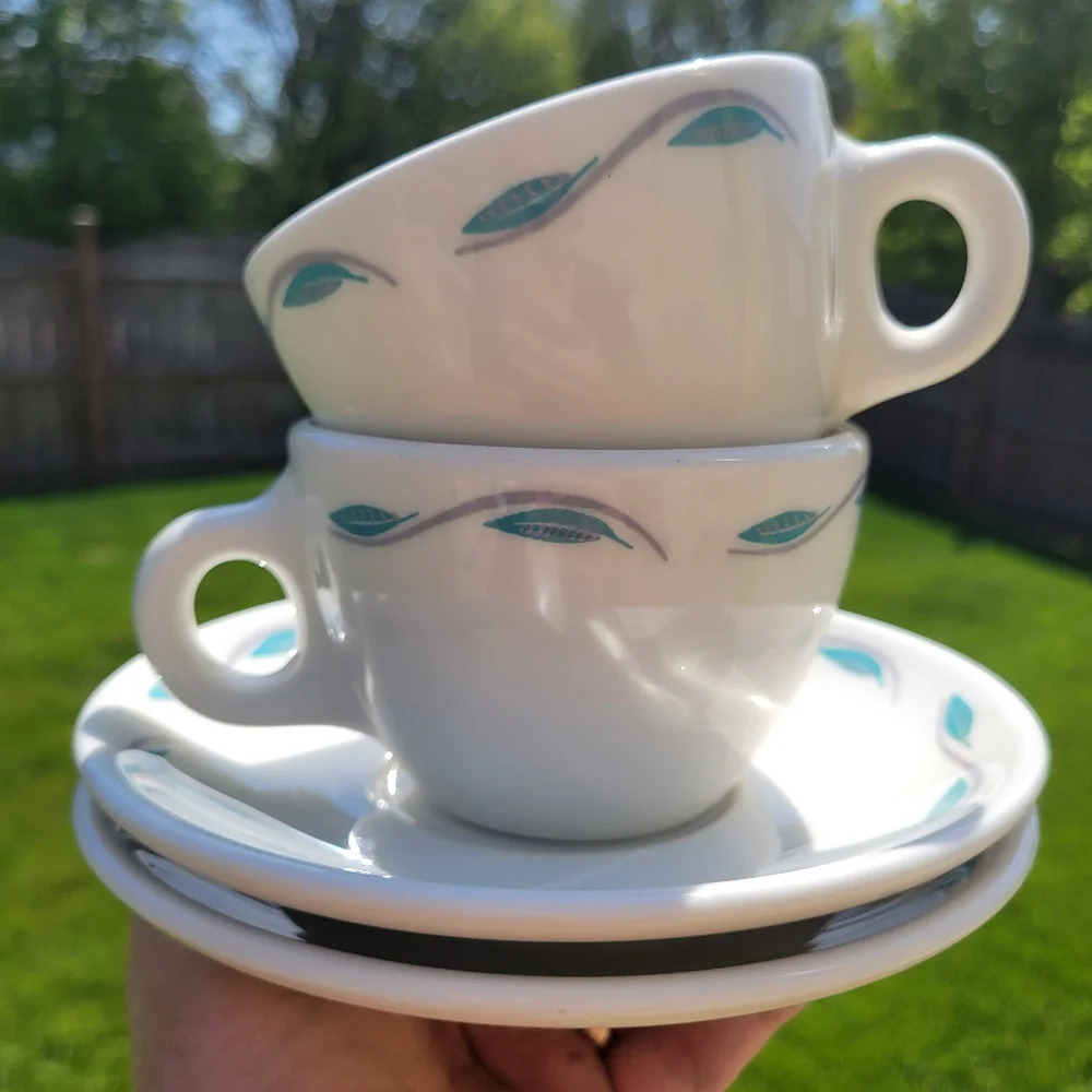 Vintage Homer Laughlin Best China Cups & Saucers (2 sets) ~ Retro!